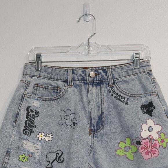 Barbie x Forever 21 Denim Flower Cut Off Jean Shorts Sz 26 - Picture 3 of 16